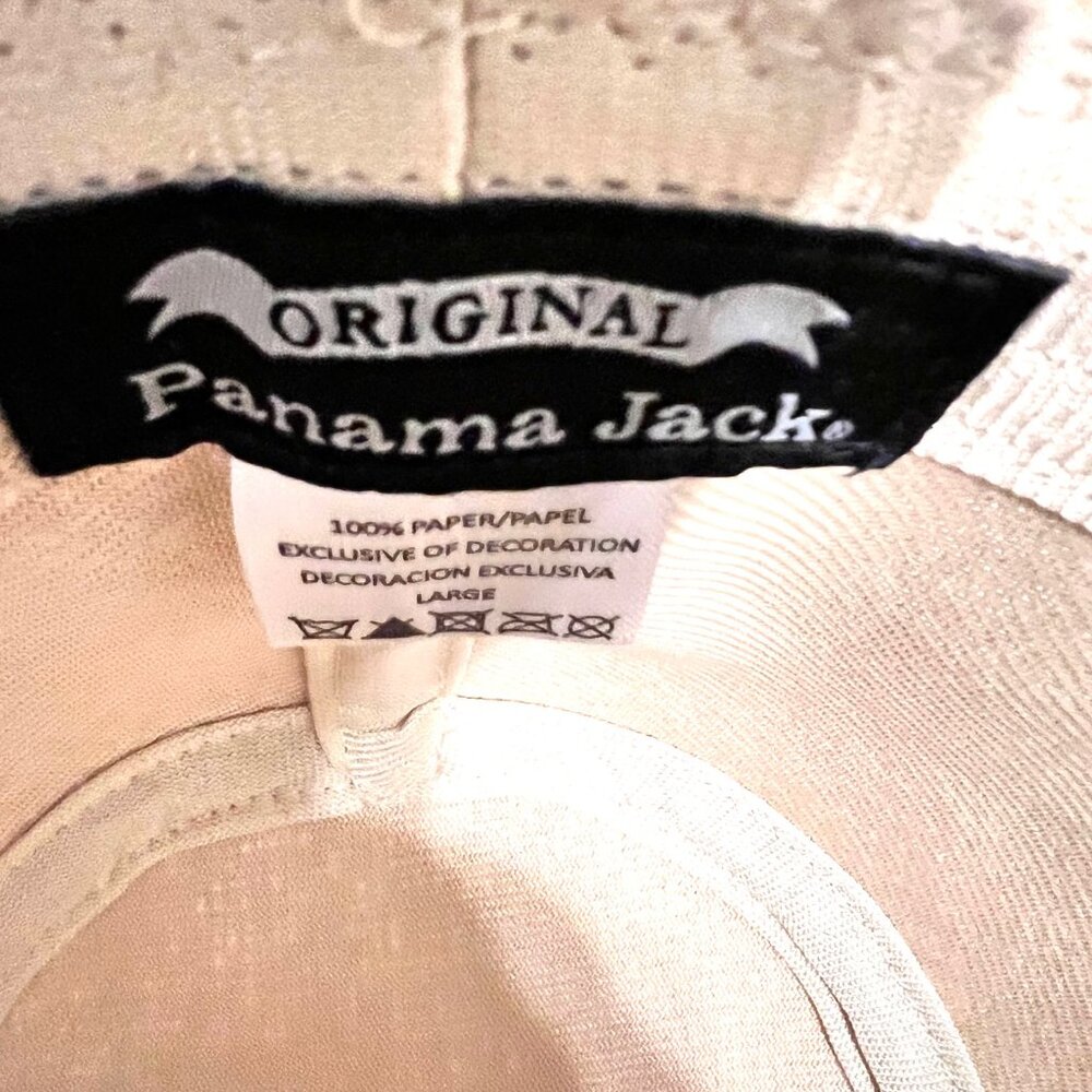 Panama Jack Original Tan Straw Natural Hat-Brown Band-12 1/2' dia.-Inside 6 1/2 - Picture 15 of 15